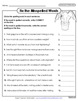 Correct or Incorrect? (Halloween) Free Spelling F Worksheet