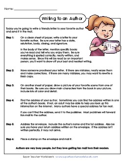 Writing to an Author 1st Grade ELA Worksheet