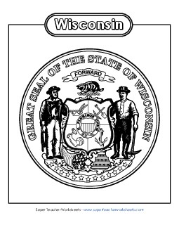 Wisconsin State Seal (Black & White) States Individual Worksheet