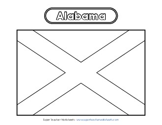 Alabama Flag Coloring Page States Individual Worksheet