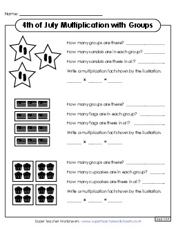 Multiplication with Groups Holiday Worksheet