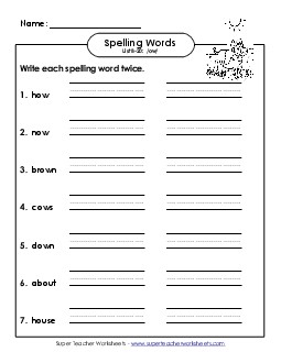 Write Twice (B-20) Free Spelling B Worksheet