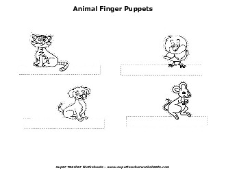 Animal Finger Puppets Cut Outs Worksheet