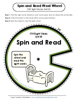 Spin and Read (Unit 30) Sight Words Worksheet