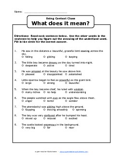 Context Clues Reading Worksheet