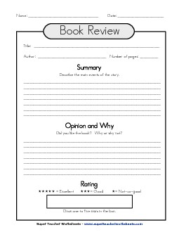 Book Review Reading Worksheet