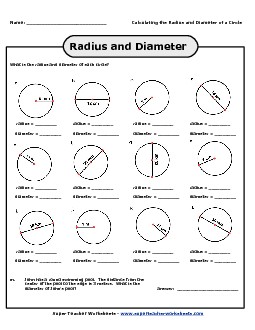 Calculate Radius & Diameter of Circles Free Geometry Worksheet