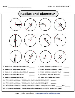 Another Radius & Diameter Worksheet  Geometry Worksheet