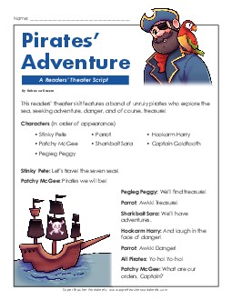 Pirates\' Adventure (Readers\' Theater) Readerstheater Worksheet