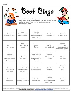 Book Bingo: Any Level Reading Worksheet