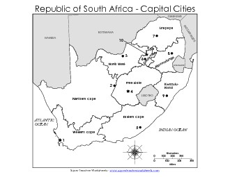 Numbered Capital Cities Map #1 Maps Worksheet