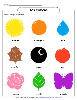 Read the Word: Colors Spanish Worksheet