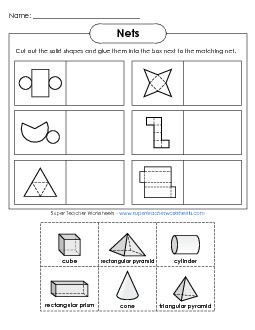 Net Shapes Worksheet #3 Geometry Worksheet