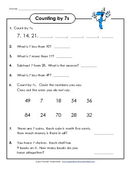 Count By 7s - Questions Counting Worksheet