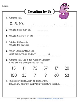 Questions: Counting by 5s Worksheet