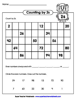 Skip Count by 2s: Table Counting Worksheet