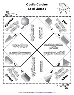 Solid Shapes Cootie Catcher Geometry Worksheet