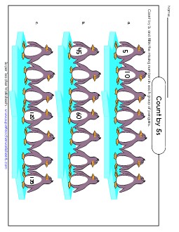 Penguins - Count by 5s Counting Worksheet