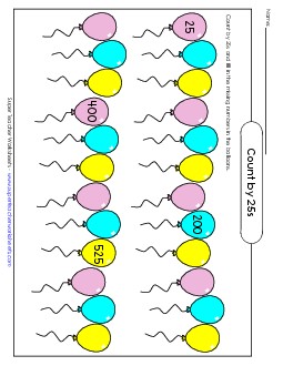 Balloons - Count by 25s Counting Worksheet