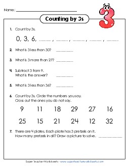 Questions: Counting by 3s Worksheet