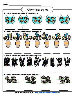 Objects: Counting by 4s Worksheet