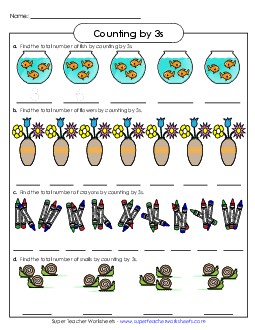 Objects: Counting by 3s Worksheet