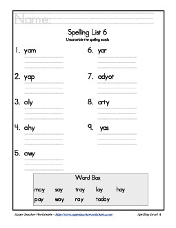 List 6: Word Scramble Spelling Worksheet