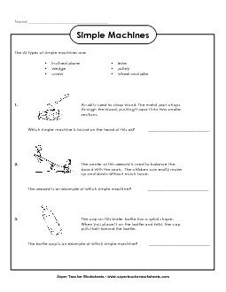 Identifying Simple Machines Free Worksheet