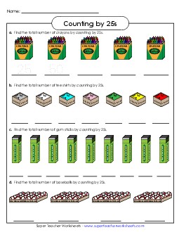 Objects: Counting by 25s Free Worksheet