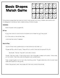 Shape Matching Game Geometry Worksheet