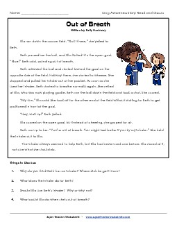 Out of Breath Say No To Drugs Worksheet