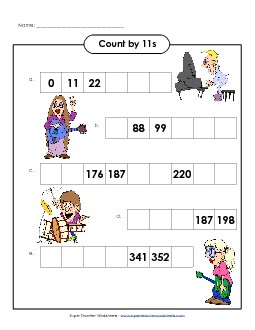 Rock & Roll: Count By 11s Counting Worksheet