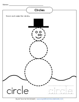 Circles - Snowman Geometry Worksheet