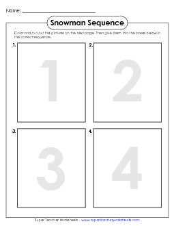 Picture Sequence: Snowman Free Sequencing Worksheet