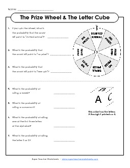 Prize Wheel Probability Worksheet