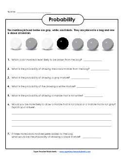 Probability Marbles (Basic) Free Worksheet