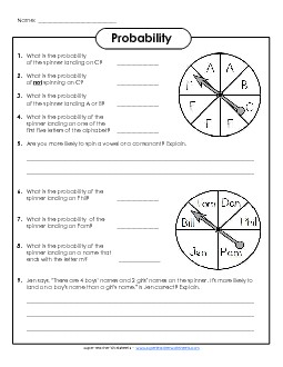 Probability Spinners (Intermediate 1) Worksheet