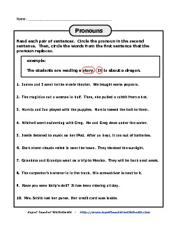 Sentence Pair Pronouns Worksheet