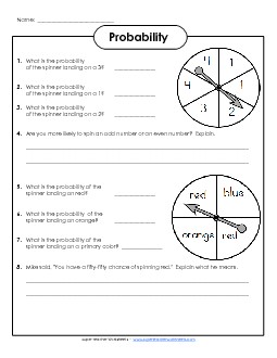 Probability Spinners (Basic) Free Worksheet