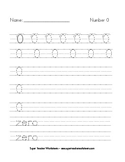 Number 0 Printing Worksheet