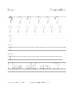 Question Mark ? Printing Worksheet