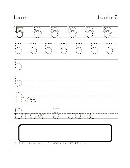 Number 5 Printing Worksheet