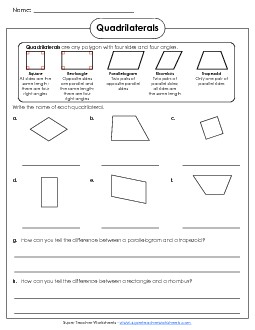 Quadrilaterals Geometry Worksheet