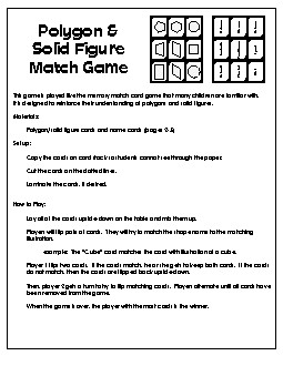 Solids & Polygons Matching Game Geometry Worksheet