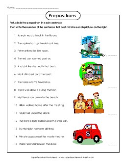 Prepositions Worksheet Worksheet