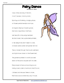 Fairy Dance 5th Grade Reading Comprehension Worksheet