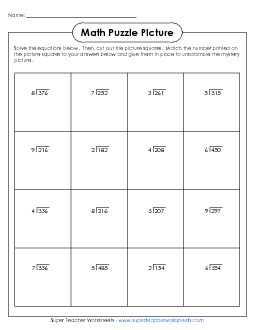 Presidents Math Puzzle - Division Presidents Day Worksheet