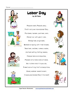 Labor Day (Labor Day) Poems Worksheet