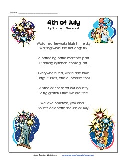 Fourth of July (Independence Day) Poems Worksheet