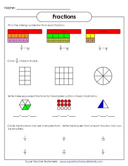 Equivalent Fractions & Simplest Form Worksheet